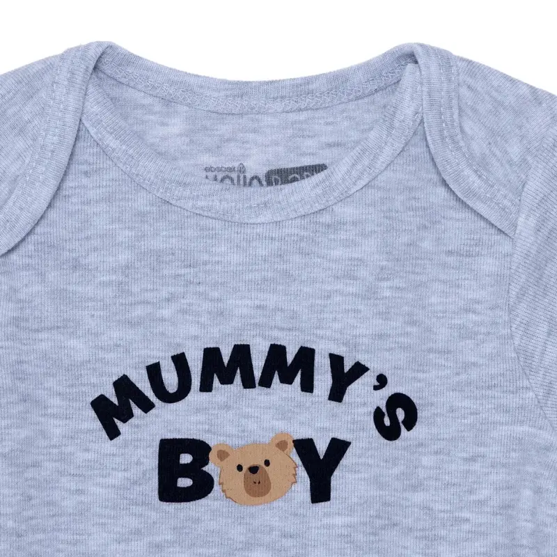 Baby Boy Short-Sleeve Bodysuit Animal Print Snap Fastening Envelope Neck - Grey Melange 3