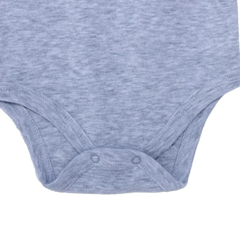 Baby Boy Short-Sleeve Bodysuit Animal Print Snap Fastening Envelope Neck - Grey Melange 6