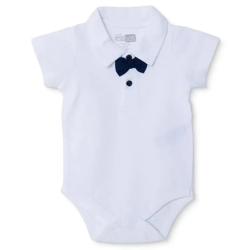 Baby Boy Short-Sleeve Bodysuit Car Print Snap Fastening Polo Collar - Ecru 1