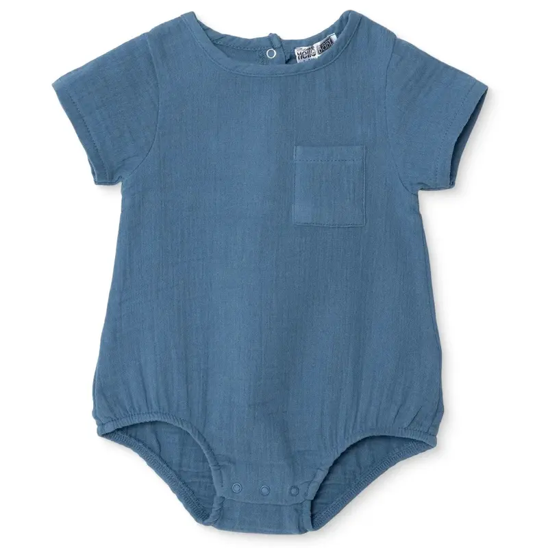 Baby Boy Short-Sleeve Bodysuit Snap Fastening Crew Neck - Indigo 1