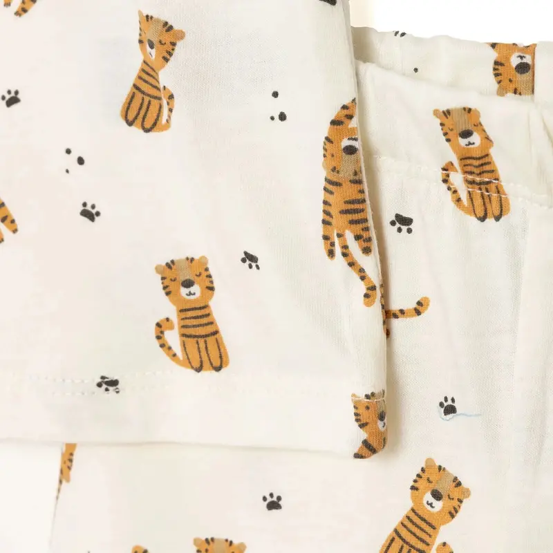 Baby Boy Short Sleeve Pyjamas Set Animal Print Buttoned Shirt Collar Short Sleeve - Ecru 3