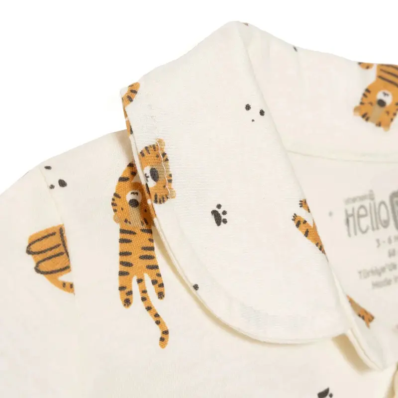 Baby Boy Short Sleeve Pyjamas Set Animal Print Buttoned Shirt Collar Short Sleeve - Ecru 5