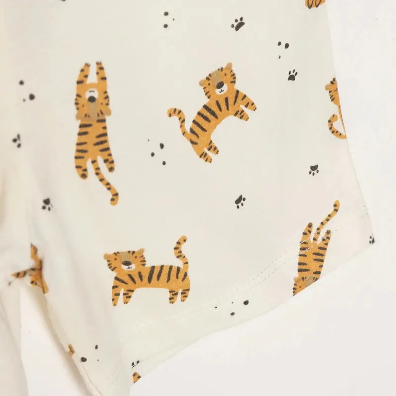 Baby Boy Short Sleeve Pyjamas Set Animal Print Buttoned Shirt Collar Short Sleeve - Ecru 6
