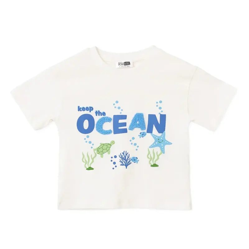 Baby Boy T-Shirt Nautical Print Crew Neck Short Sleeve - Ecru 1