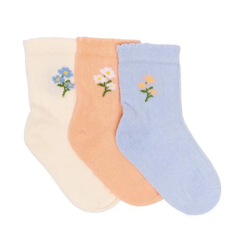 Baby Girl 3-Pack Ankle Socks Bear Print - Powder 1
