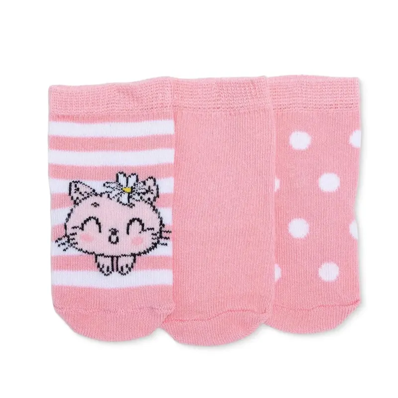 Baby Girl 3-Pack Ankle Socks Floral Print - Pink 1