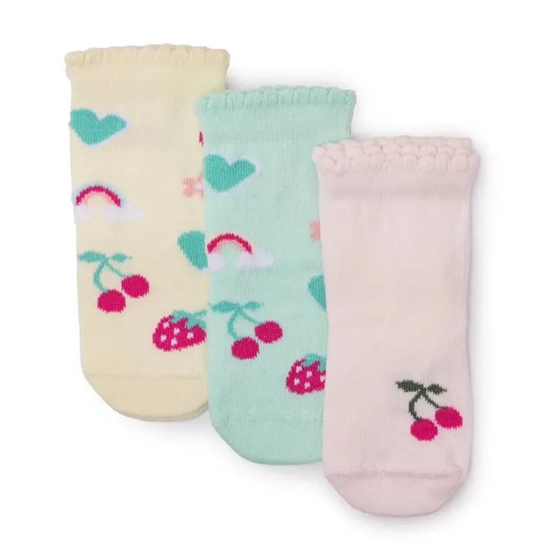 Baby Girl 3-Pack Ankle Socks Fruit Print - Yellow 1