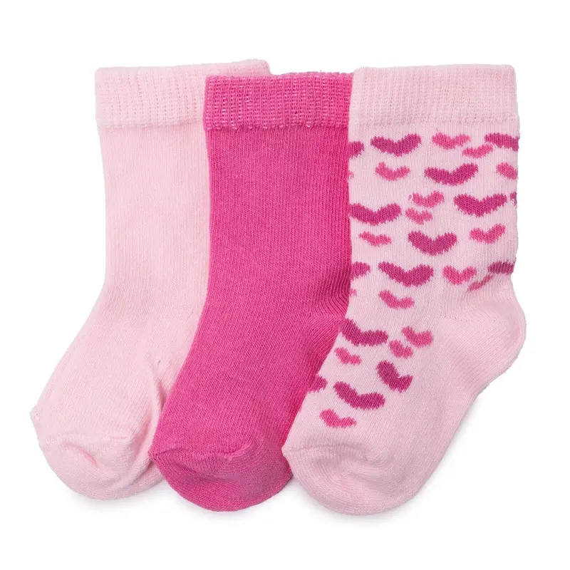 Baby Girl 3-Pack Ankle Socks Heart Print - Pink Printed 1