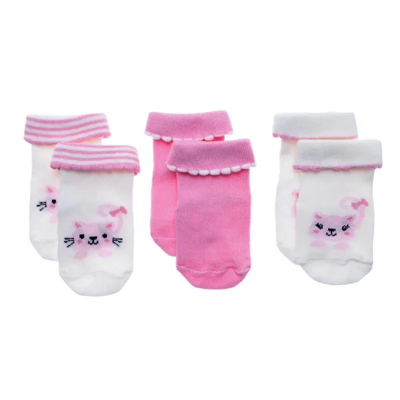 Baby Girl 3-Pack Rolled-Edge Socks - Ecru 1