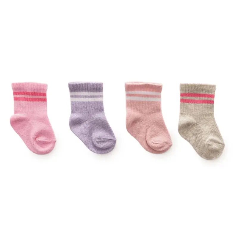 Baby Girl 5-Pack Ankle Socks Striped - Pink 1