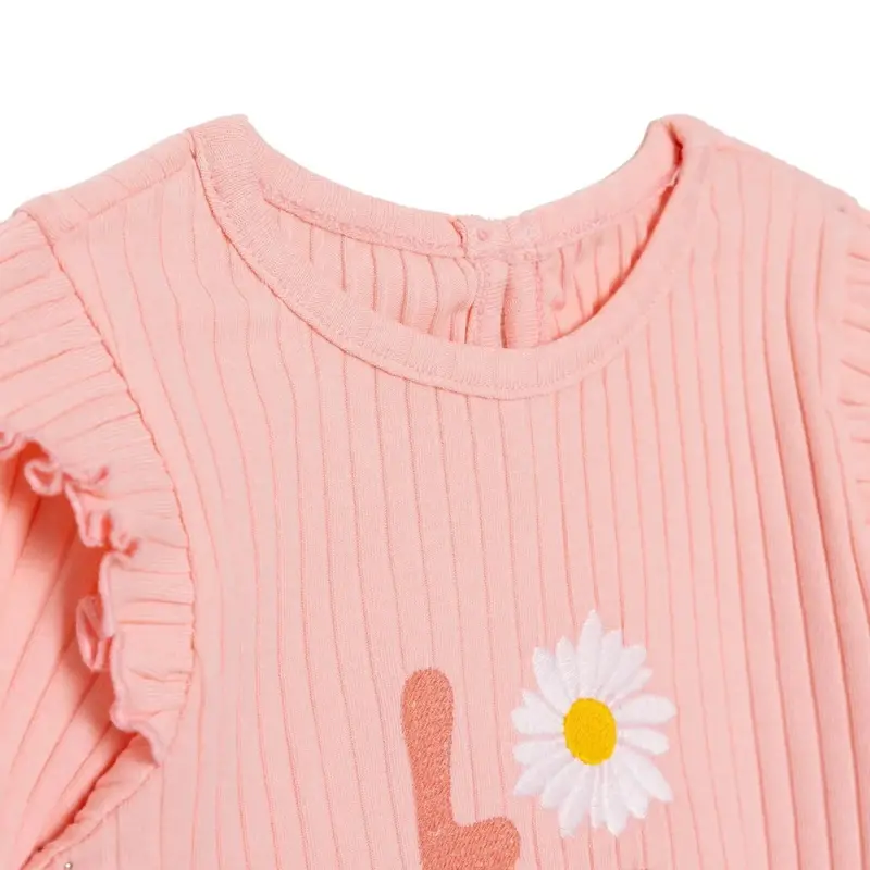 Baby Girl Blouse & Leggings Set Text Print Crew Neck Long Sleeve - Light Pink 3