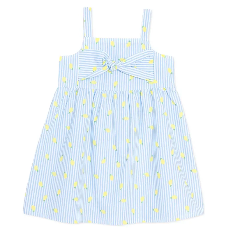 Baby Girl Dress Fruit Print Decorative Collar Strappy - Blue Printed 1