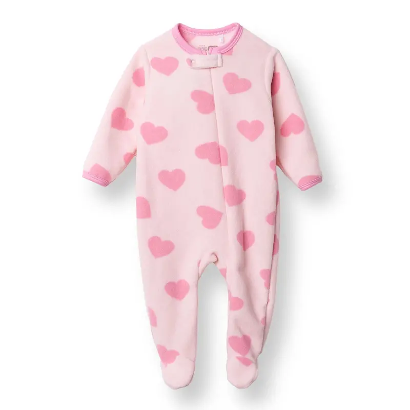 Baby Girl Fleece Footed Sleepsuit Animal Print Zip Fastening Hooded - Pink Printed 1