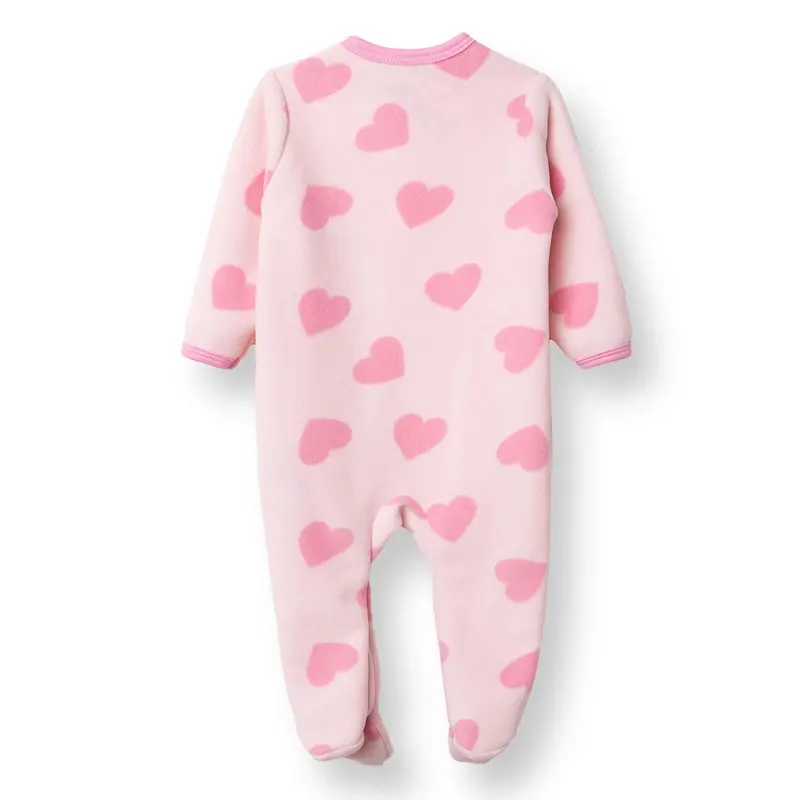 Baby Girl Fleece Footed Sleepsuit Animal Print Zip Fastening Hooded - Pink Printed 2