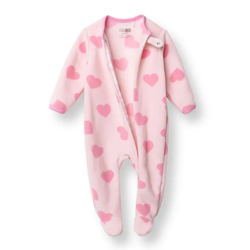 Baby Girl Fleece Footed Sleepsuit Animal Print Zip Fastening Hooded - Pink Printed 3
