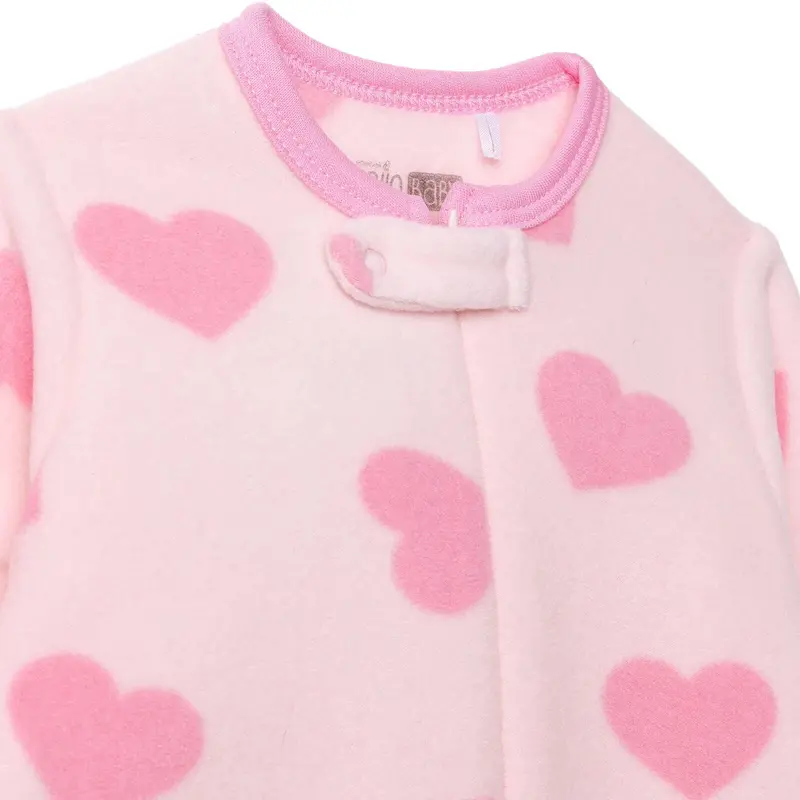 Baby Girl Fleece Footed Sleepsuit Animal Print Zip Fastening Hooded - Pink Printed 4