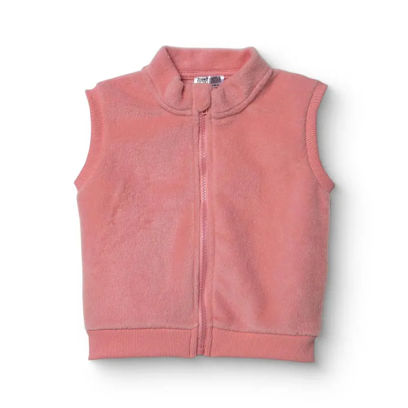 Baby Girl Fleece Waistcoat High Neck - Light Rose 1