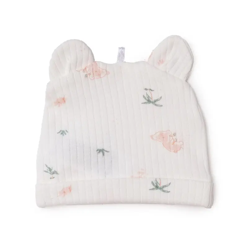 Baby Girl Hat Animal Print - Ecru Printed 1