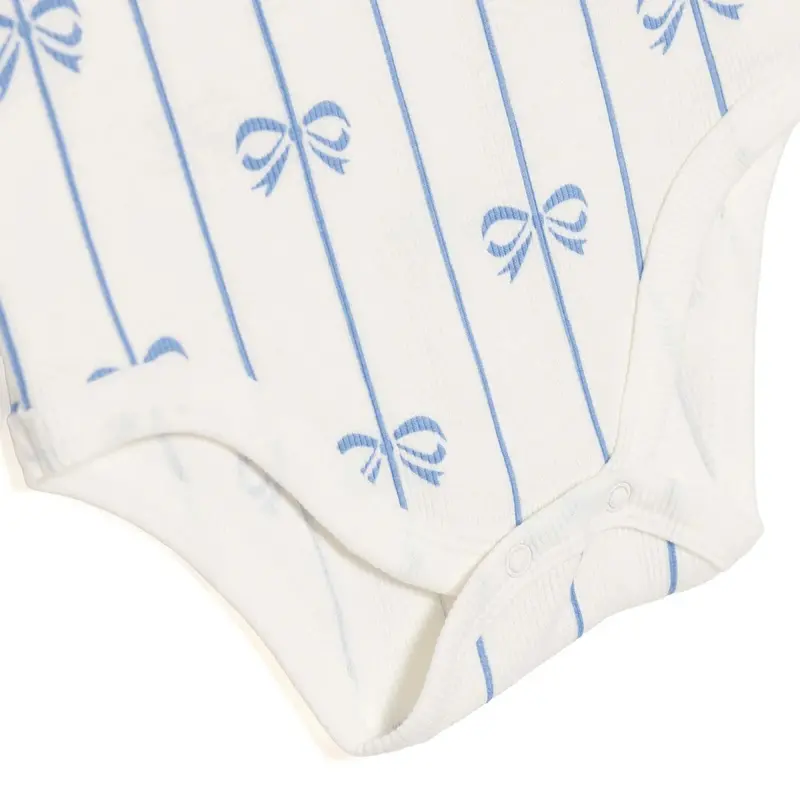 Baby Girl Short-Sleeve Bodysuit Bow Print Snap Fastening Crew Neck Short Sleeve - Ecru 6
