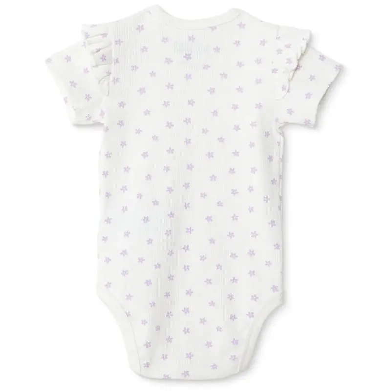 Baby Girl Short-Sleeve Bodysuit Floral Print Snap Fastening Crew Neck - Ecru 2