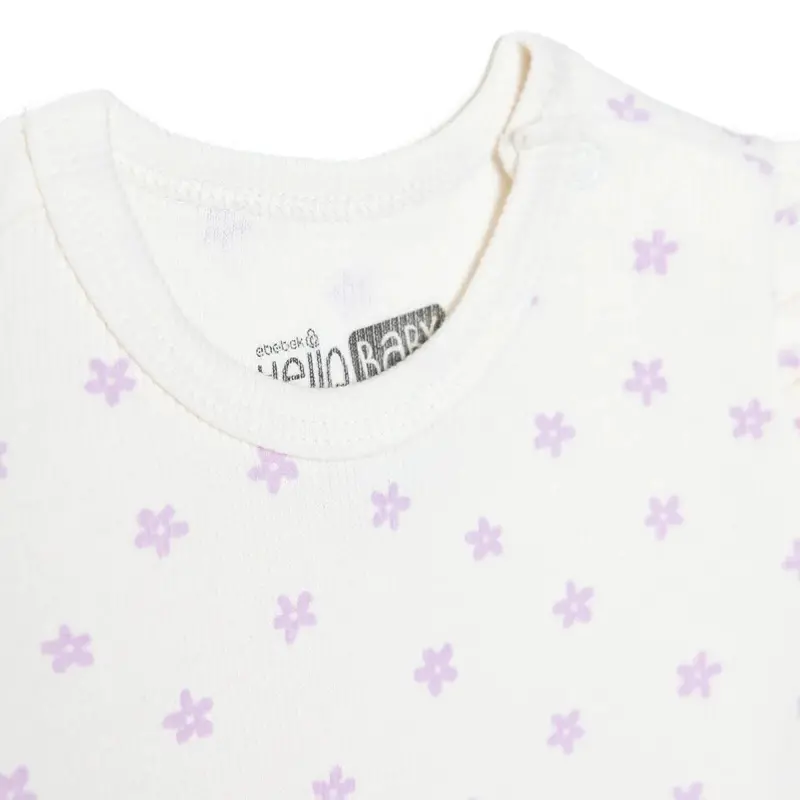 Baby Girl Short-Sleeve Bodysuit Floral Print Snap Fastening Crew Neck - Ecru 3