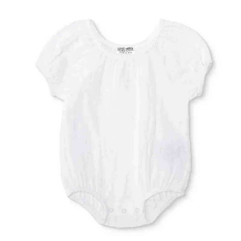 Baby Girl Short-Sleeve Bodysuit Snap Fastening Crew Neck - Ecru 1