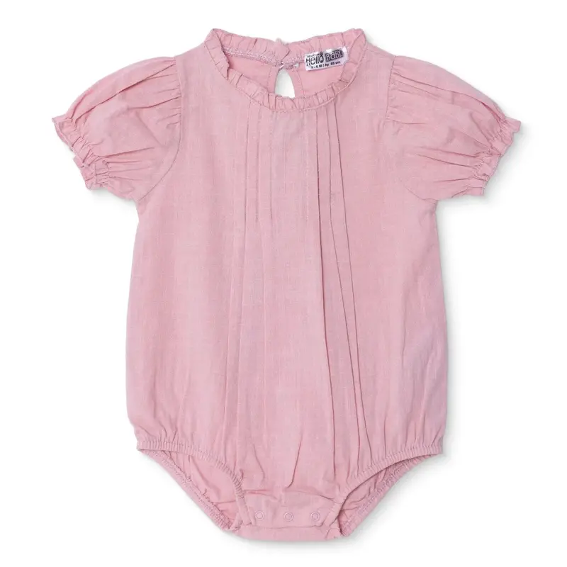 Baby Girl Short-Sleeve Bodysuit Snap Fastening Crew Neck - Pink 1