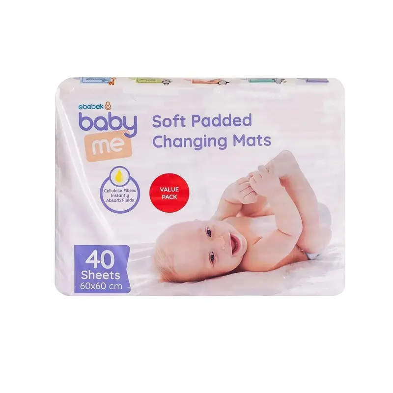 Baby Me Fluffy Baby Nappy Changing Mats 60X60cm - 40 Pcs 1