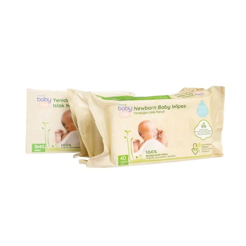 Baby Me Newborn Baby Biodegradable Wipes 3X40 Pcs 1