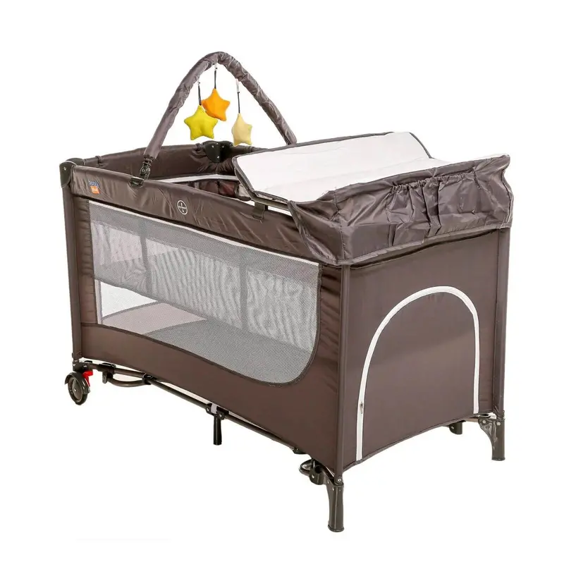 Baby Plus Play-Sleep Travel Cot - Grey 1