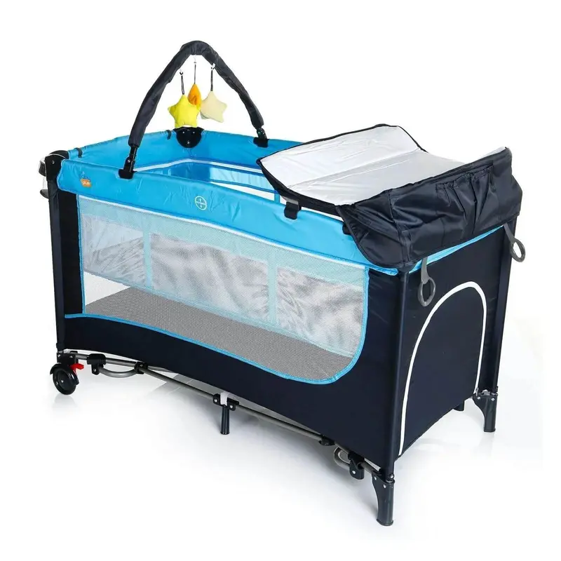Baby Plus Play-Sleep Travel Cot - Ocean Blue 1
