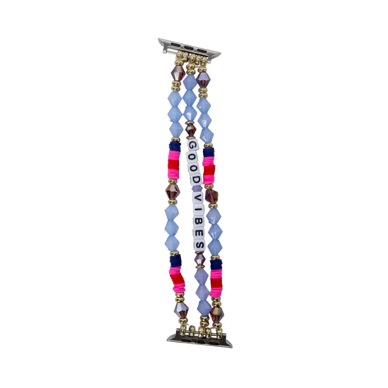 Banda Para Apple Watch Tipo Pulsera Con Piedras, Color Rosa 2
