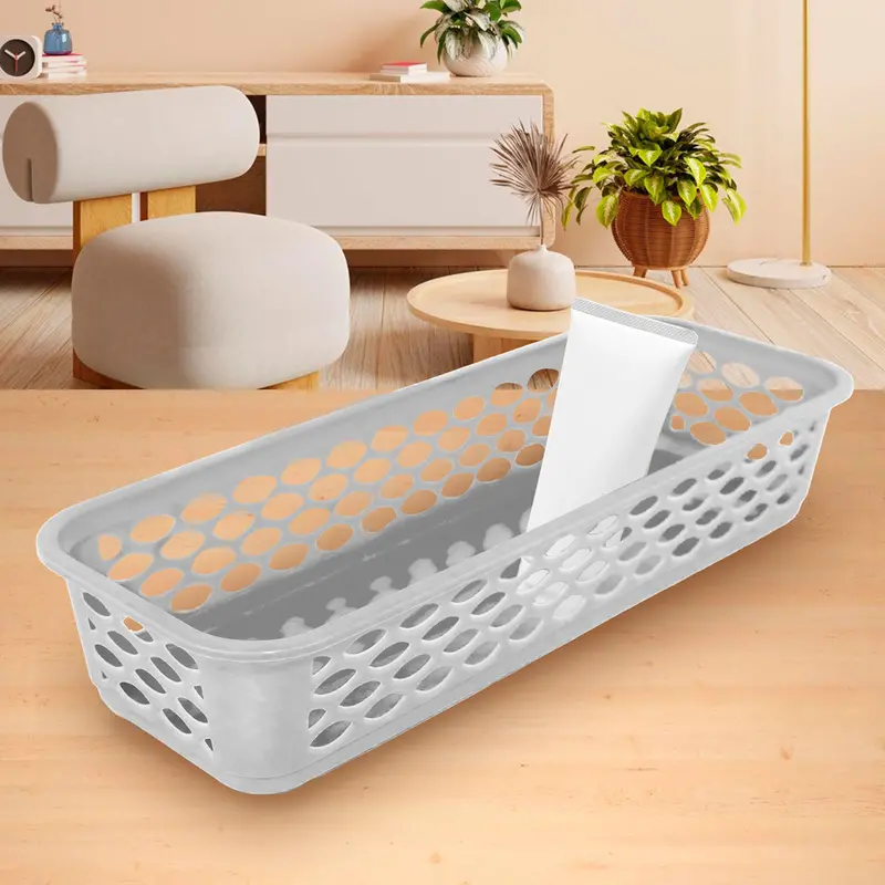 Bandeja Organizadora Rectangular De Plã¡Stico, Color Gris 1