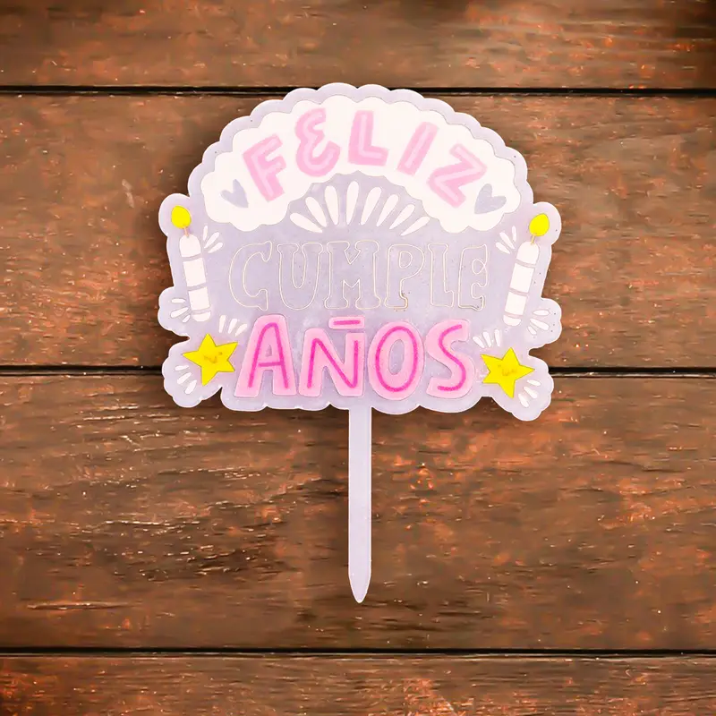 Banderín Decorativo Color Rosa Para Pastel 2