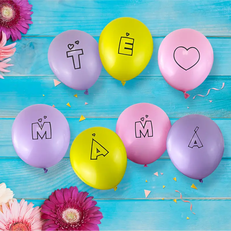 Banner De 7 Globos Te Amo Mamá, Día De Las Madres 1