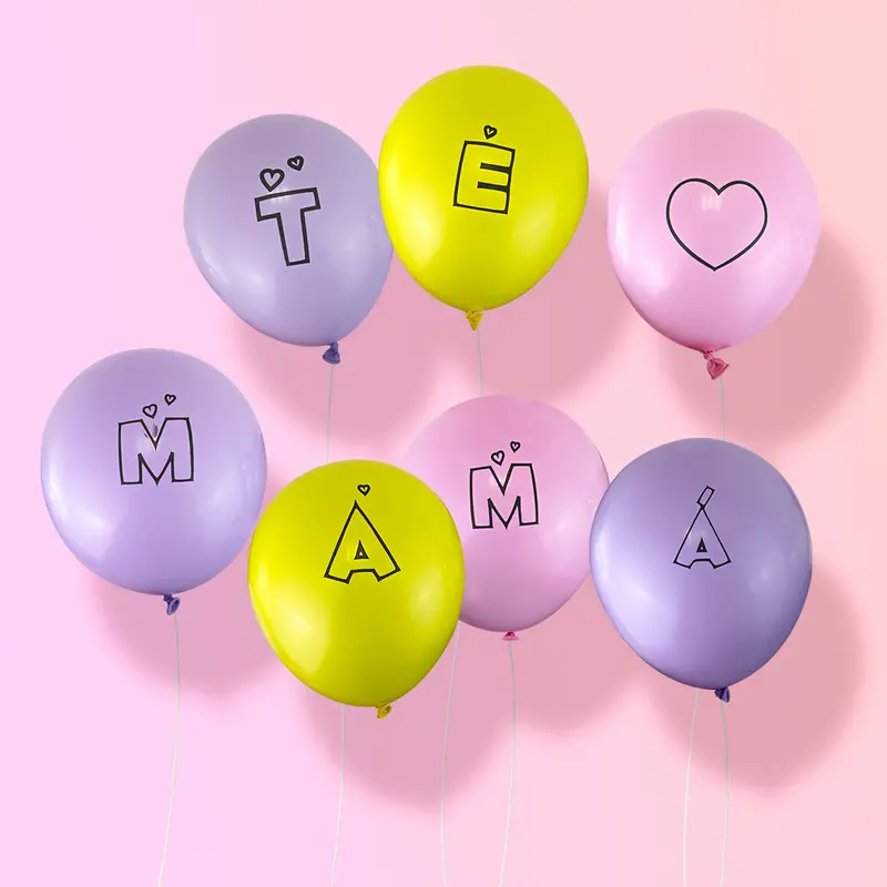 Banner De 7 Globos Te Amo Mamá, Día De Las Madres 2