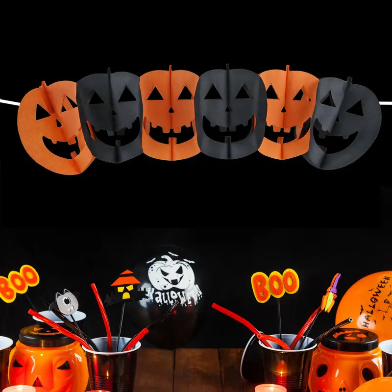 Banner Decorativo Con Diseño De Calabaza Para Halloween 1