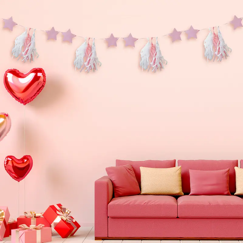 Banner Decorativo De Estrellas, Color Rosa 1