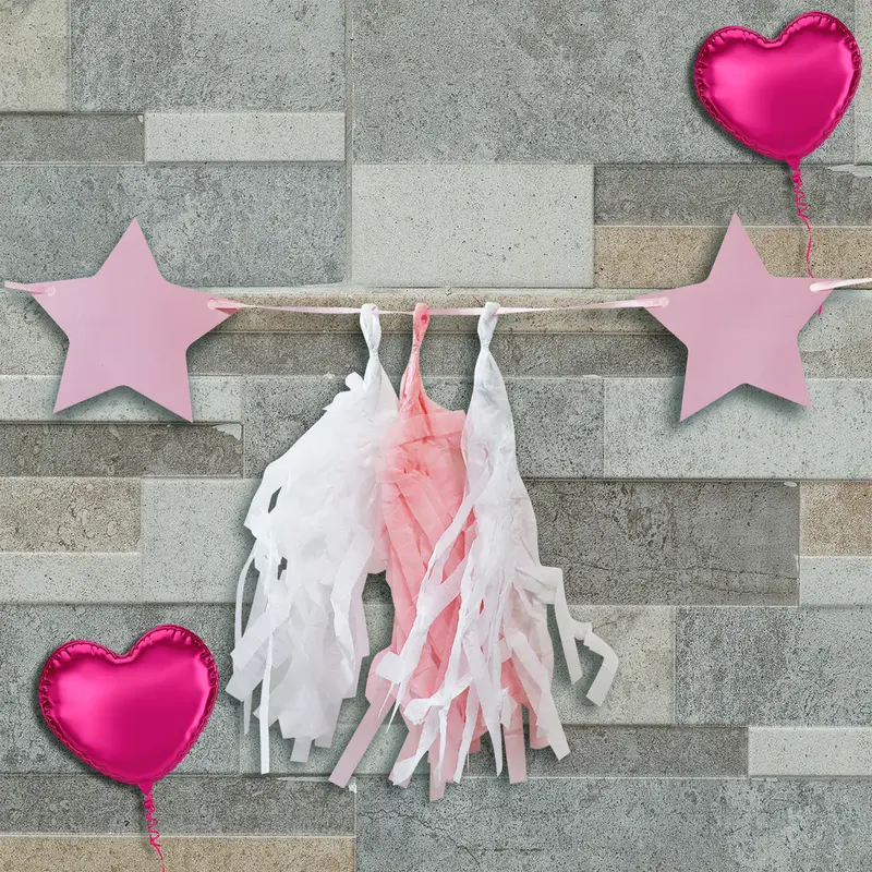 Banner Decorativo De Estrellas, Color Rosa 2