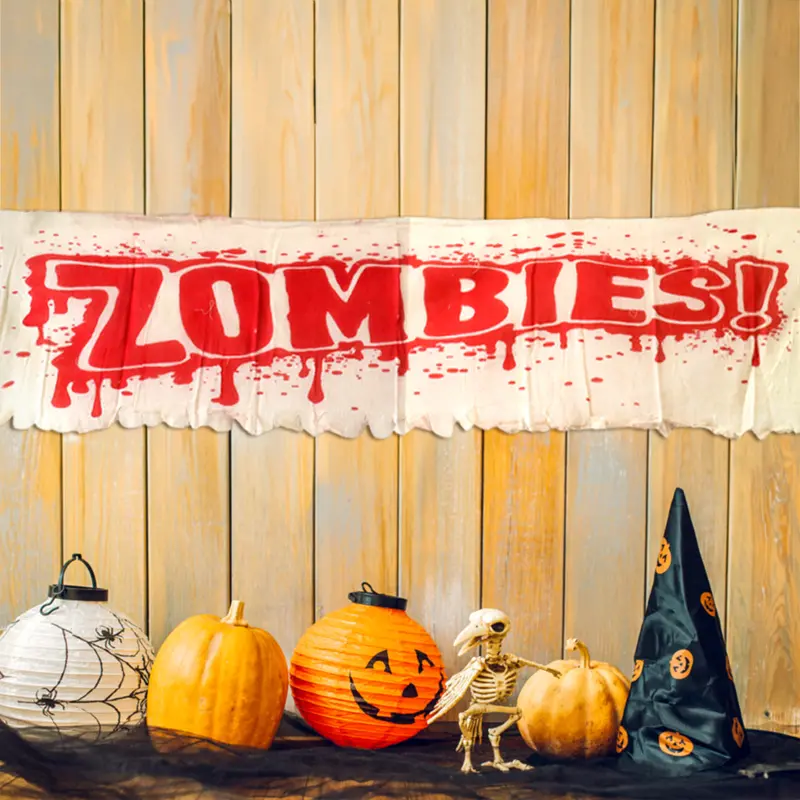 Banner Decorativo De Tela Para Halloween, Zombies 1