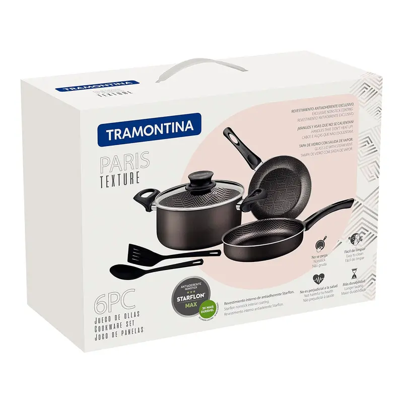 Batería De Cocina París Texture Tramontina, 6 Pzas 2