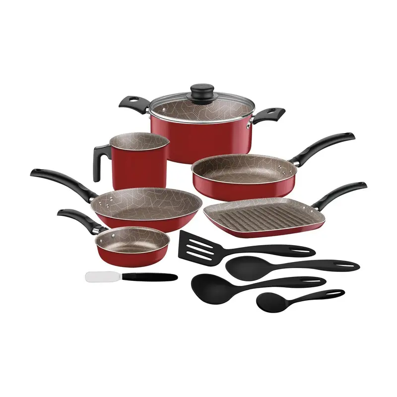 Batería De Cocina Tramontina Ankara 12 Piezas Roja 27899522 1