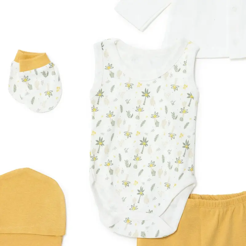 Bebbek Boys 10Pcss Newborn Set Animal With Poppers V-Neck Long Leg Long Sleeve - Ecru 2