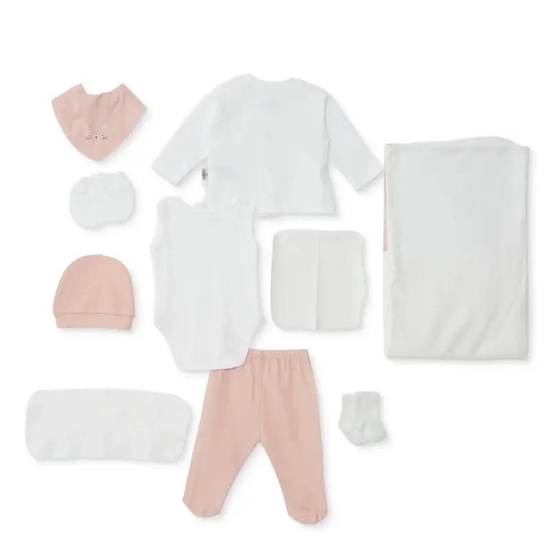 Bebbek Girls 10Pcss Newborn Set Animal With Poppers V-Neck Long Leg Long Sleeve - Ecru 2