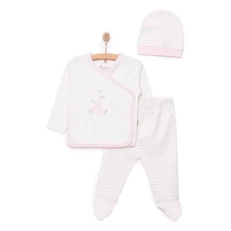 Bebbek Girls Vest Hat & Footed Bottom Set Peter Pan Collar - Ecru 1