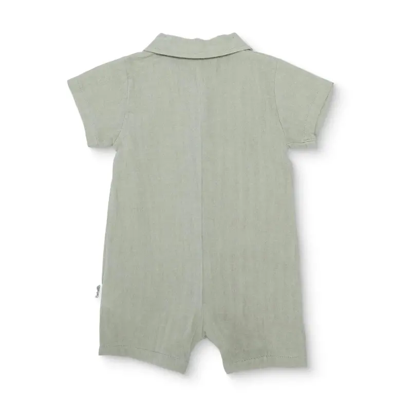 Bebetto Boys Short Romper Buttoned Adventure Crew Neck Short Length Short Sleeve - Green 2
