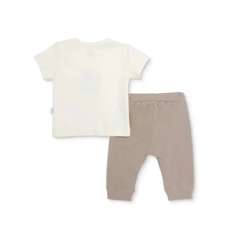 Bebetto Boys T-Shirt & Footless Bottom Set Animal Print Baby Carrot Crew Neck Full Length Short Slee - Brown 2