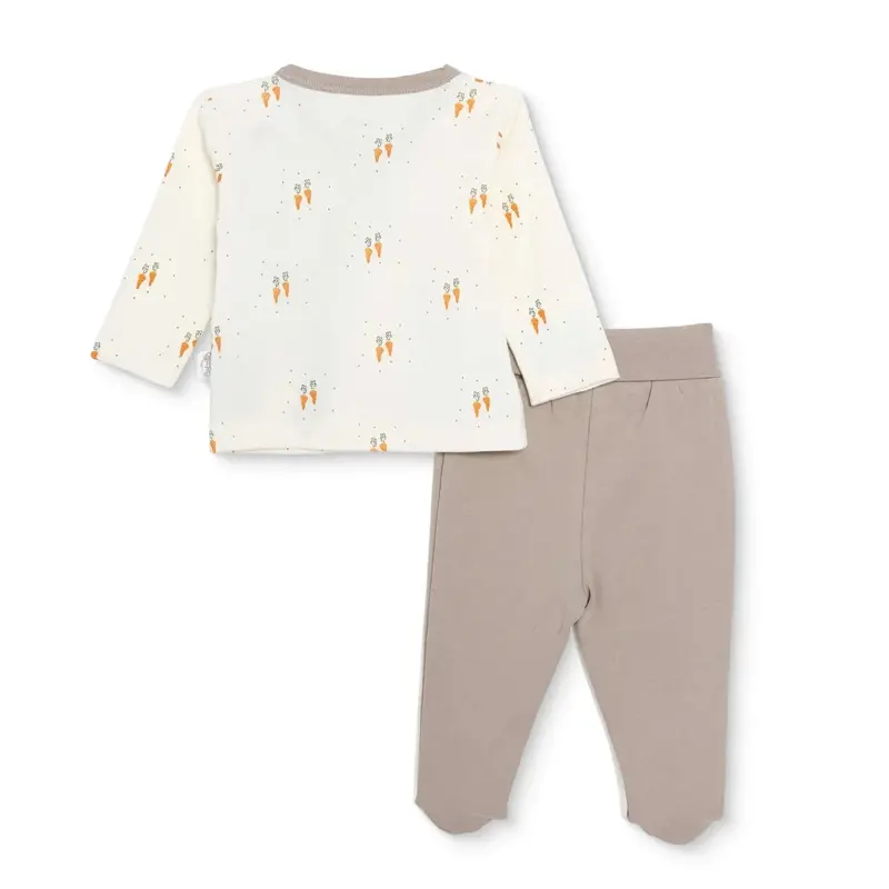 Bebetto Boys Vest Hat & Footed Bottom Set Animal Print Snap Fastening Baby Carrot Envelope Neck Full - Brown 2