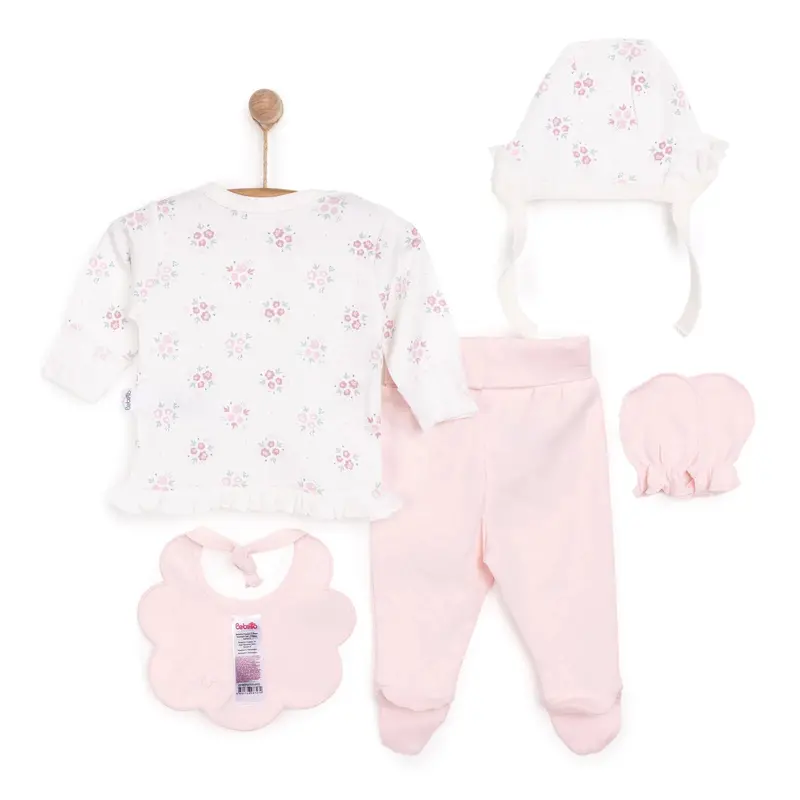 Bebetto Flowers Girl 5 Piece Newborn Set - Salmon 2