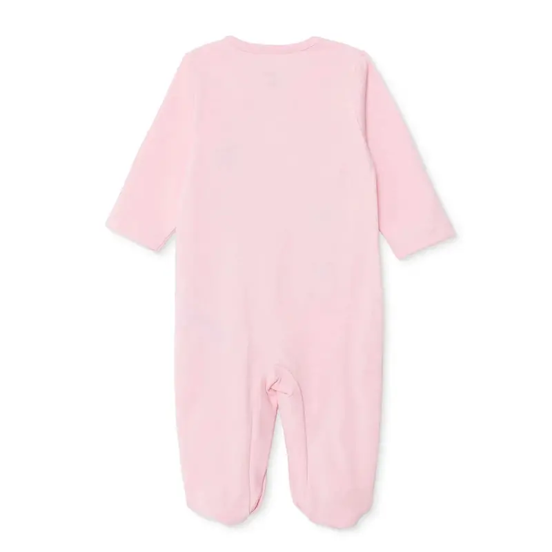 Bebetto Girls Footed Sleepsuit Snap Fastening Loves You Crew Neck Full Length Long Sleeve - Pink 2